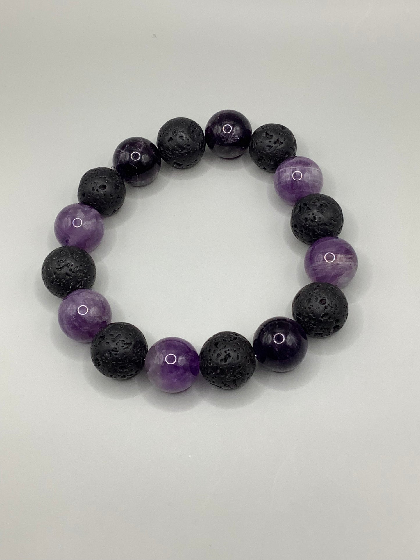 Amethyst and Lava Bracelet