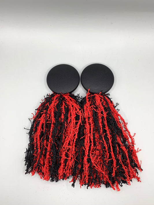 Faux Black Button w/Red and Black Scrubby